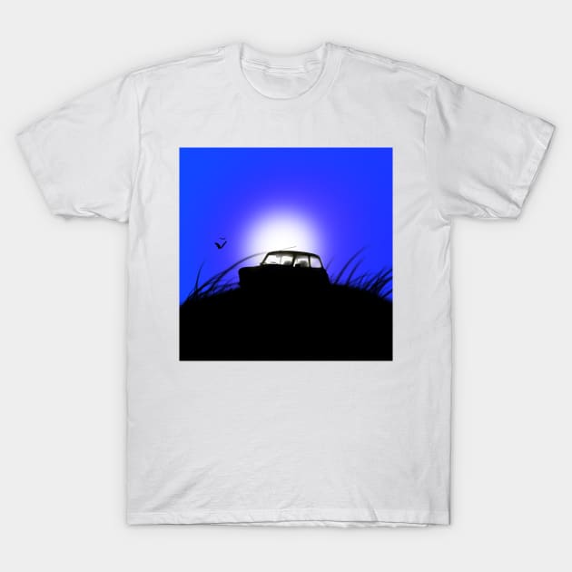 Classic Mini Sunset Blue T-Shirt by jdm1981